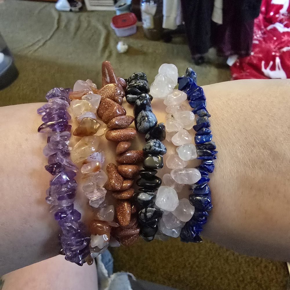 Multi-Color Gemstone Chip Bracelets Set